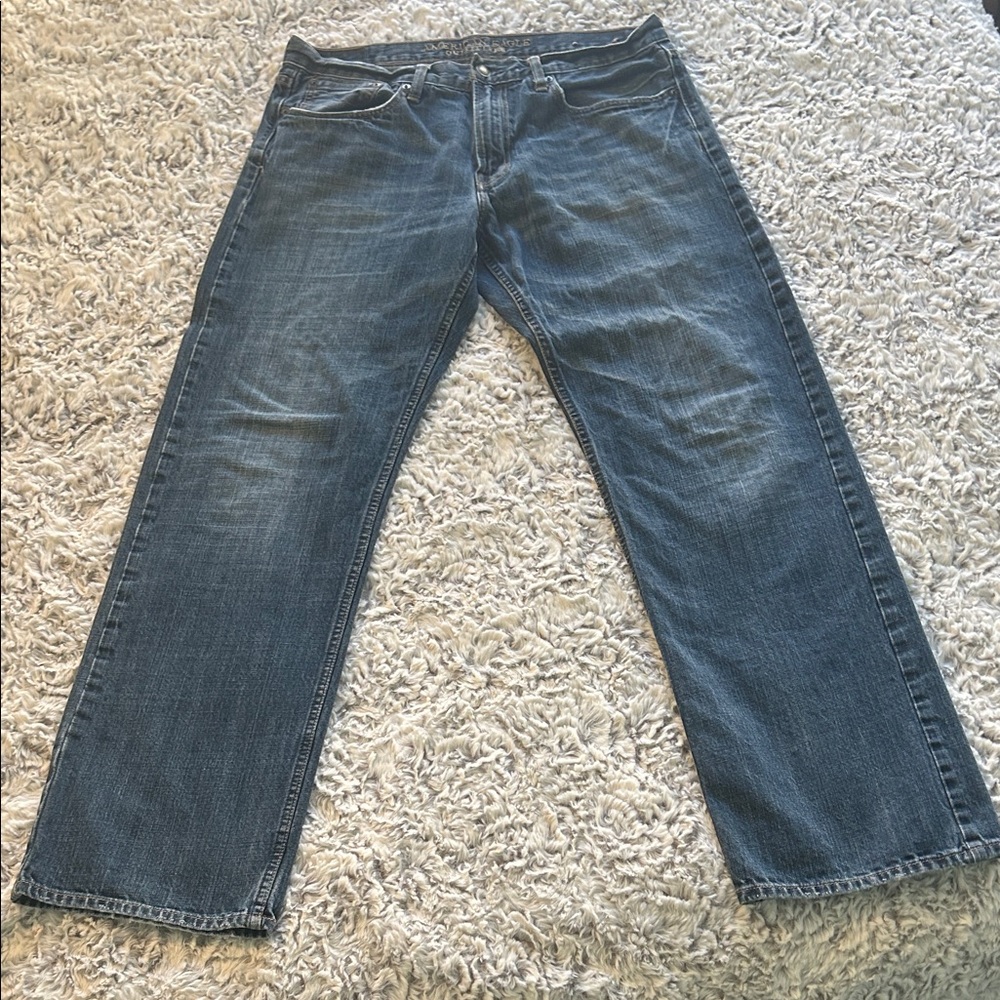 Mens American Eagle Loose Fit Blue Jeans Size 34/34 - Picture 7 of 9